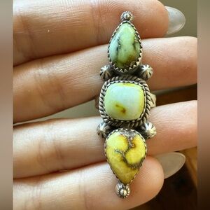 Sterling silver triple turquoise ring!